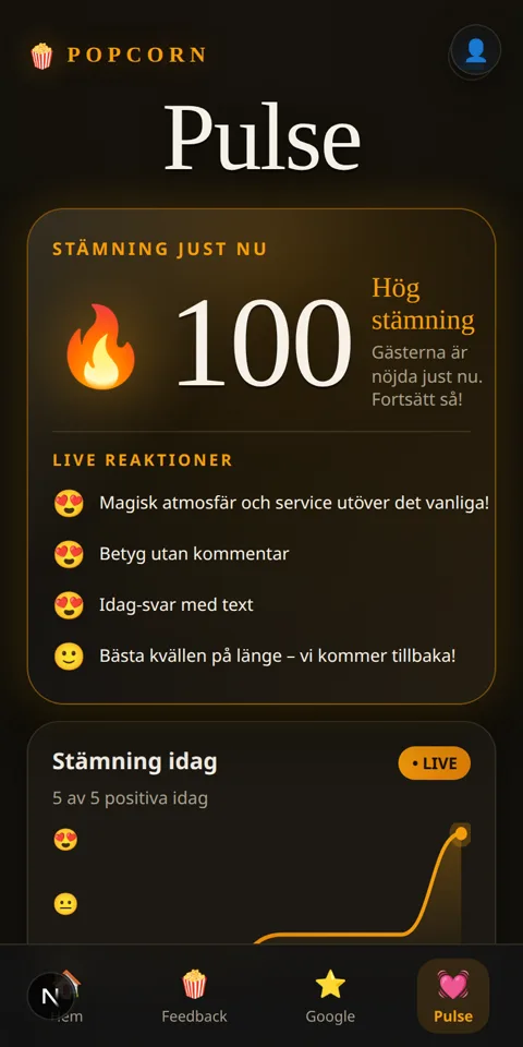 Pulse — stemningen akkurat nå, live